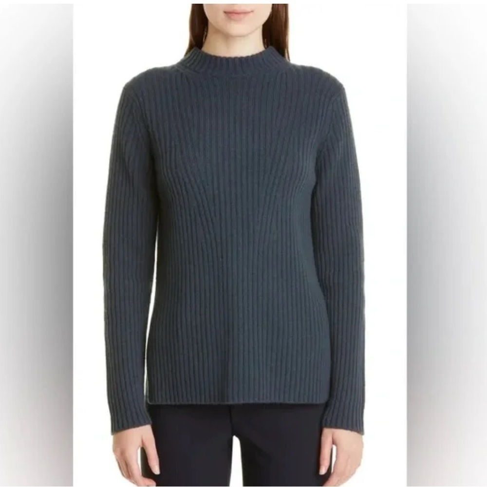 Vince Size XS Wool Cashmere Ribbed Tunic Sweater Tide Pool Blue